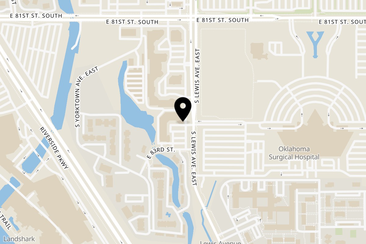 Map showing the location of Gyros By Ali Tulsa on 8232 S Lewis Ave in Tulsa